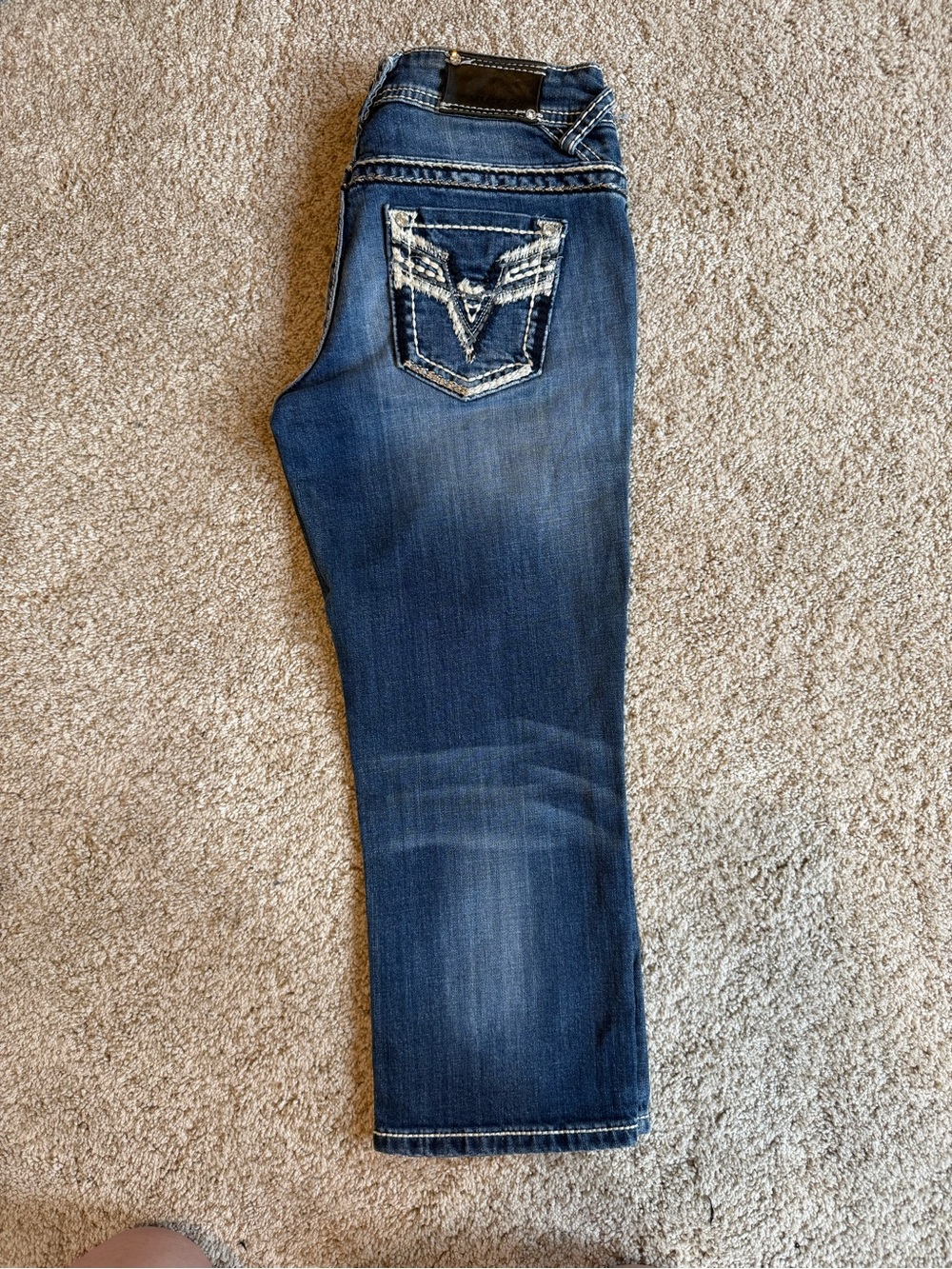 Dark Wash Embroidered Pocket Skinny Jeans